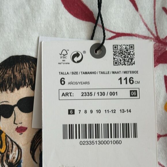 ZARA Kids | White | GIRL T-SHIRT - Picture 4 of 5